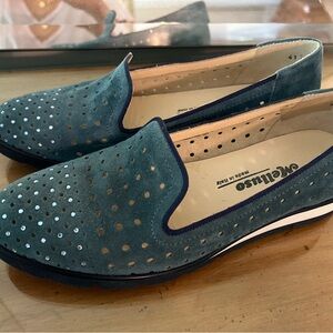 Women's Italian Teal Slip-On Loafers